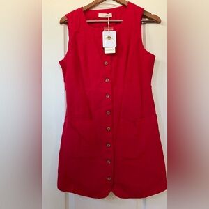 Commense red linen sleeveless dress